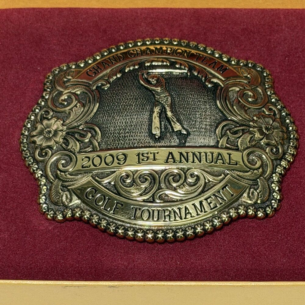 2009 Gist Brass Belt Buckle 1st Annual Golf Tournament Grand Champion Award NIB